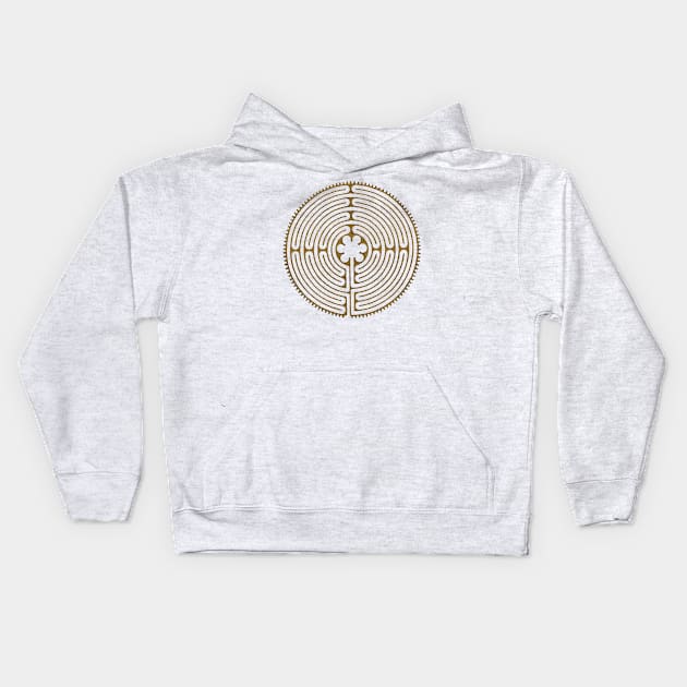 CHARTRES Labyrinth - Antique Metal Style Symbol Kids Hoodie by EDDArt